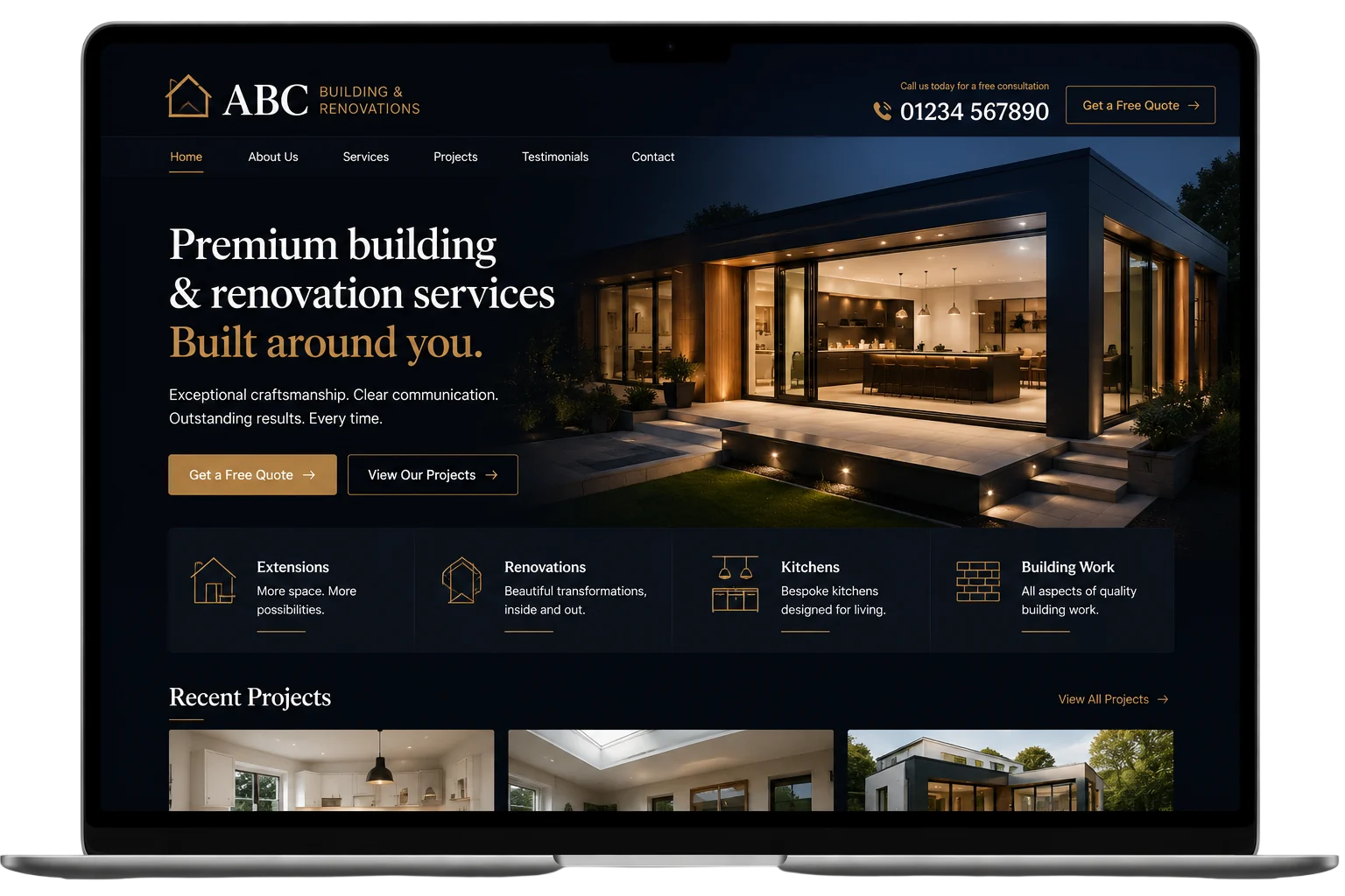 High-street presence website example after rebuild