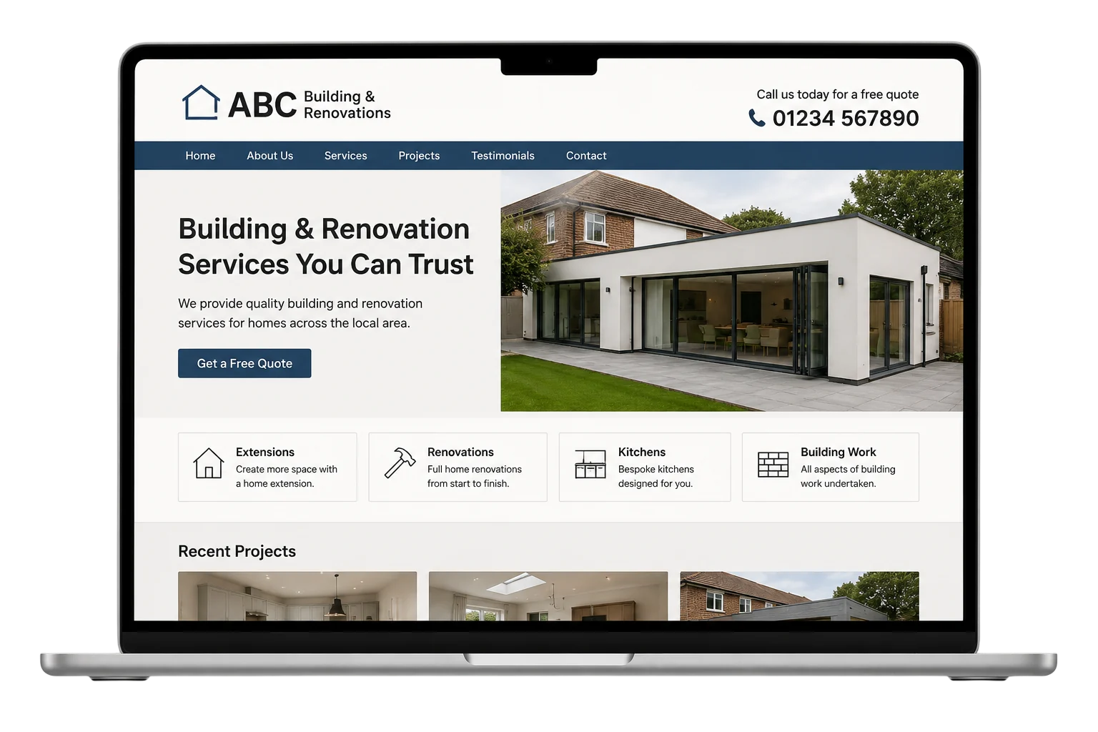 Back-street website example before rebuild